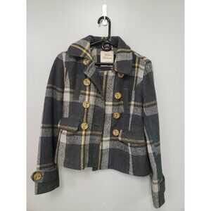 Urban Behavior Plaid Pea Coat w/ Hood SZ small